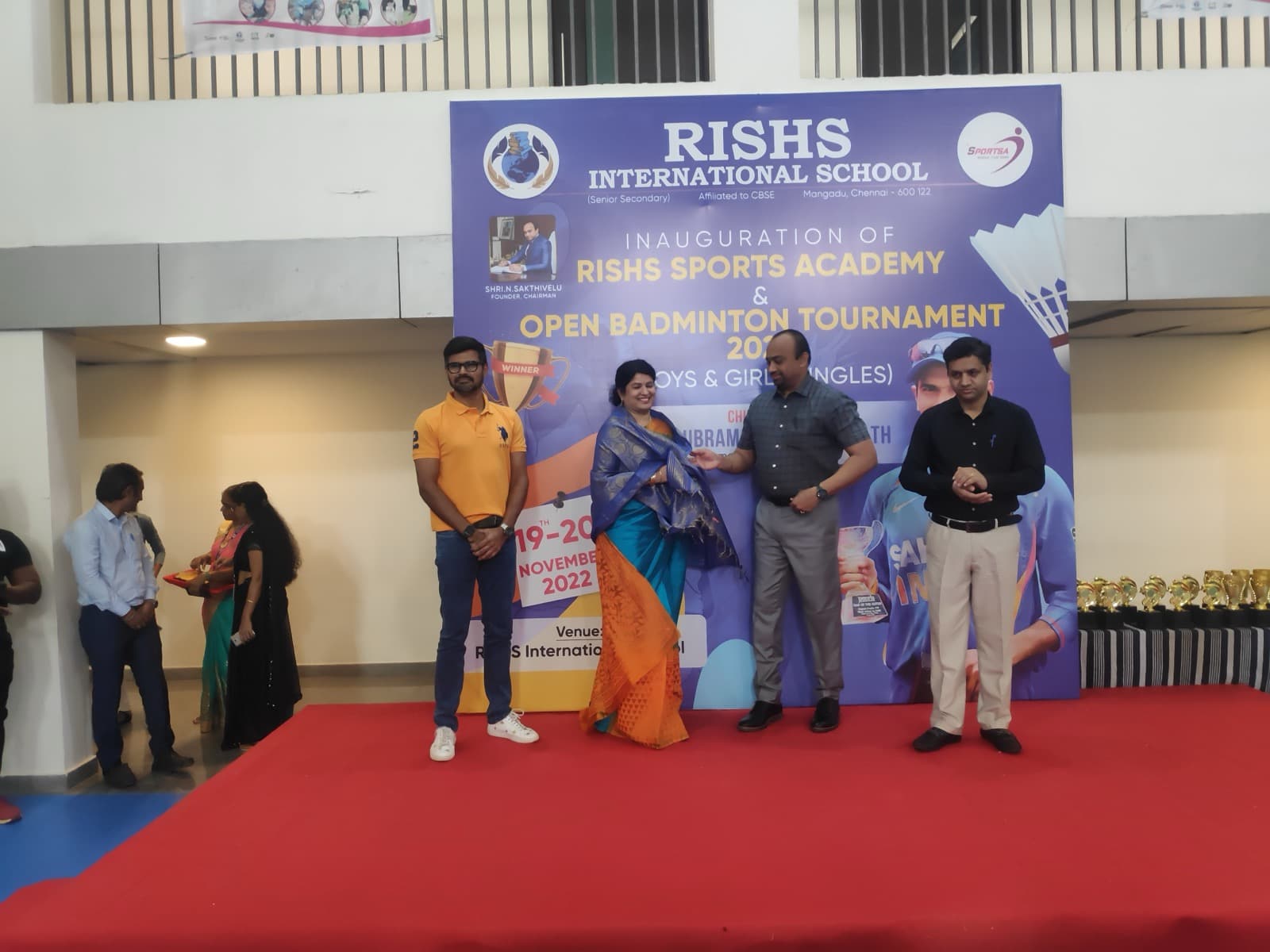 Sportsa team being recognised at an awards ceremony