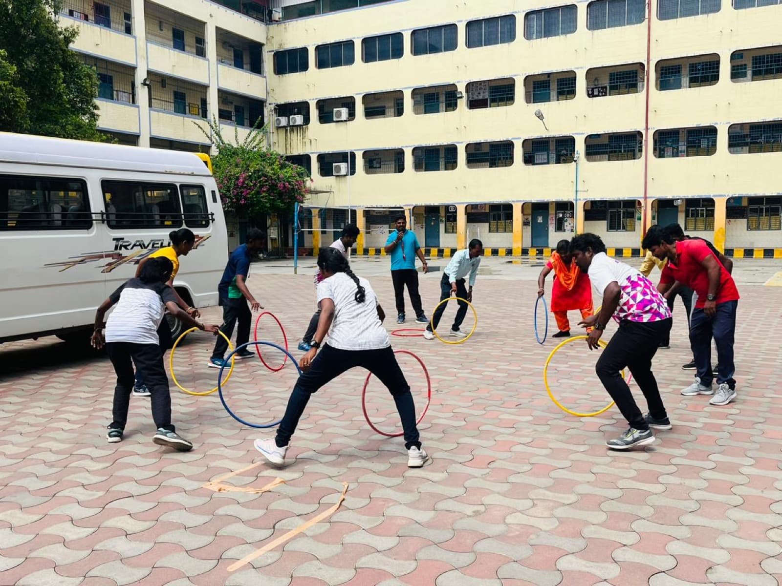 Teachers practising drills during TPET on-the-job training